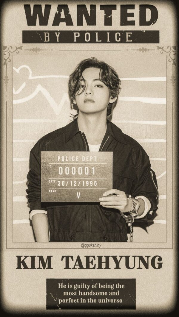 Vintage 'Wanted' Kim Taehyung Poster #BTS